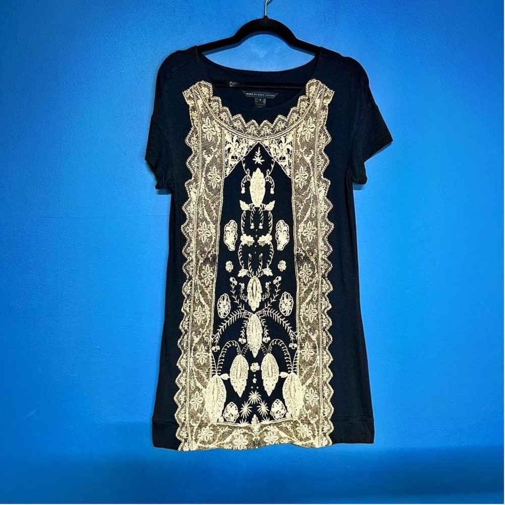 Marc by Marc Jacobs Tunic Women's Size Small Black Beige Y2K Twee‎ Indie Boho